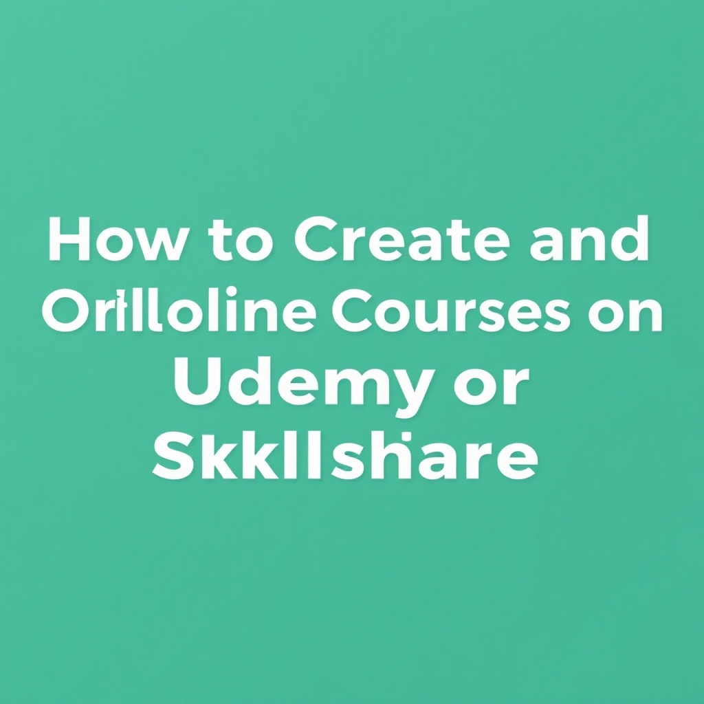 How to Create and Sell Online Courses on Udemy or Skillshare